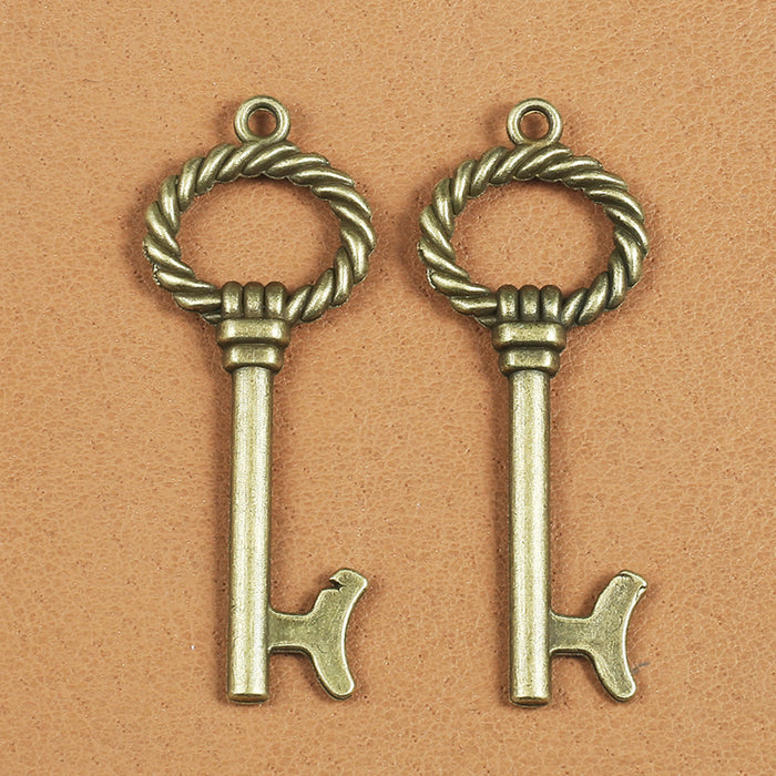 Vintage Double-Sided Key Charm Pendant 52x20mm