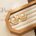 Textured Irregular Gold Tone Crescent Hoop Earrings view 4
