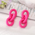 Colorful Chunky Triple Link Chain Stud Earrings in Eight Colors view 4
