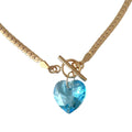 Gold Tone Snake Chain Faceted Heart Toggle Pendant Necklace view 5