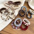 Knit Fabric Printed Elastic Hair Ties Four Piece Set view 2