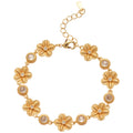 Ribbed Flower Zircon Link Bracelet Gold Silver 2 Colors view 5