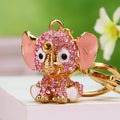 Pink Jeweled Sitting Elephant Keychain with Unlisted Elephant Main Images view 6