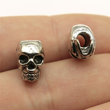 Skull Large Hole Beads in Detailed Metal Finishes for Jewelry Making