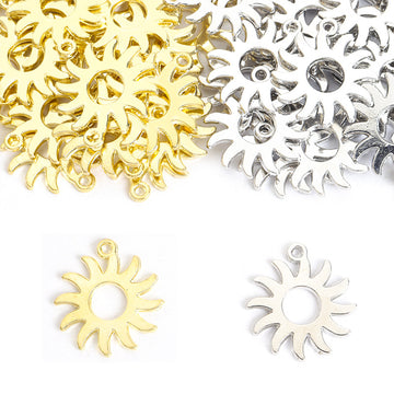 Polished Gold Silver Sunflower Alloy Charms in 2 Styles