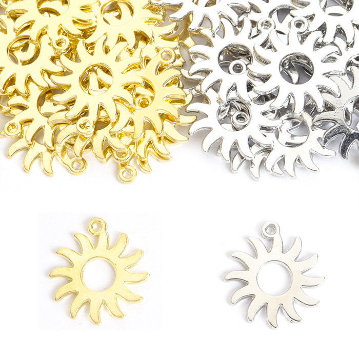 Polished Gold Silver Sunflower Alloy Charms in 2 Styles