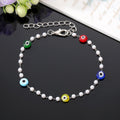 Silver Tone Beaded Evil Eye and Stone Chip Chain Bracelets view 2