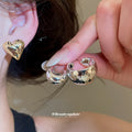 Gold and Silver Heart C-Shape Stud Earring Multi Sets view 4