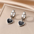 Silver Tone Black Geometric Huggie Drop Earrings in Five Designs view 3