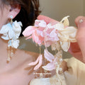 Sheer Petal Crystal Drop Earrings in Five Pastel Colors view 2