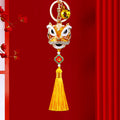 Crystal Lion Dance Head Keychains with Tassel and Plain Constructions view 7