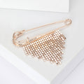 Rhinestone Fringe Safety Pin Brooch Rose Gold Silver Styles view 3