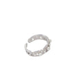 Silver Tone Pearl Like Openwork Ring And Wide Clear Crystal Cluster Ring view 5