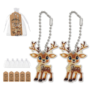 Cartoon Reindeer Acrylic Keychain Ball Chain Flat Charm