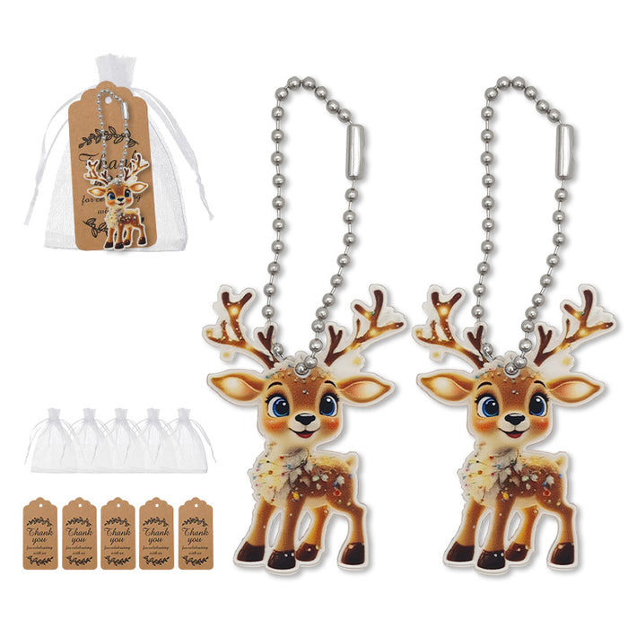 Cartoon Reindeer Acrylic Keychain Ball Chain Flat Charm