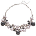 Gunmetal Chain Black Gray Pearl Cluster Statement Necklace view 5