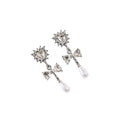 Silver Pearl Look Halo Bow and Teardrop Stud Earrings view 7
