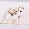 White Enamel Ox Brooch Pin with Gold Tone Details Decorative Jewelry view 6