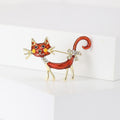 Enamel Long Tail Cat Brooch Gold Accents Four Colors view 9