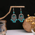 Thirty-Eight Silver Tone Turquoise Look Ethnic Earrings view 5