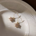 Gold Pave Crystal Star Drop Hook Earrings Mini Pair view 3