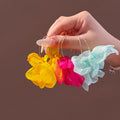 Six Color Translucent Fabric Petal Flower Hoop Earrings view 2