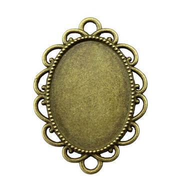 Round Loop Oval Cabochon Connector Trays in Two Finishes