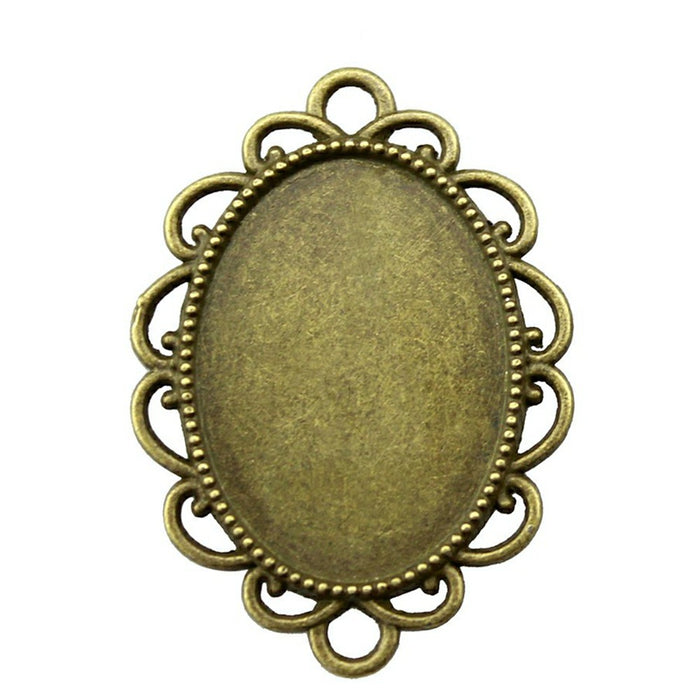 Round Loop Oval Cabochon Connector Trays in Two Finishes