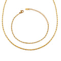 Gold Flat Diamond Link Chain Necklace and Bracelet Set view 5