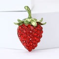 Red Crystal Strawberry Brooch with Green Leaf Cap Decorative Clothing Pin view 2