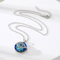 Silver Tone Blue Crystal Evil Eye Pendant Necklace view 2