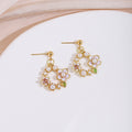 Floral Wreath Pearl Look Clip Stud and Hook Earrings view 12