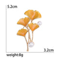 Enamel Ginkgo Leaf Brooch Pearl Accents Three Color Styles view 5