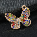 Pave Rhinestone Butterfly Charm Pendant Silver Tone And Gold Tone view 3