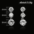 Silver Three Stone Clear Round Drop Earrings Alloy view 4
