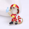 Enamel Firefighter Brooch Blue or Red Uniform Hydrant view 7