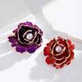 Peony Enamel Pearl Look Two Designs Metal Brooch Pin view 5