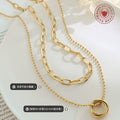 Gold Double Layer Detachable Multi Ring Ball Chain Necklace view 3
