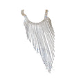 Long Rhinestone Fringe Statement Necklace Gold Silver view 5