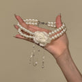 Double Strand Pearl Flower Choker with Distinctive Textured Details view 4