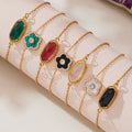 Oval Crystal Stone And Clover Flower Pendant Necklace Bracelets view 3