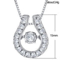 Silver CZ Horseshoe Pendant Necklace Dancing Center view 2