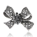 Dark Crystal Bow Brooch With Textured Ribbon Loops view 5