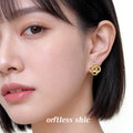 Gold Interlocking Knot Pave Crystal Geometric Stud Earrings view 2