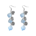 Silver Tone Pale Blue Petal And Textured Leaf Hook Earrings view 5