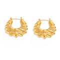 Gold Silver Hollow Flower Petal Hoop Earrings Polished view 5