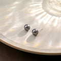 Five Size Gray Pearl Look Classic Round Stud Earrings view 4