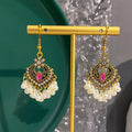 Three Antique Gold Pearl Look Fringe Hook Earrings view 2