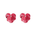 Magenta Enamel Flower Ear Clips Clear Center Rhinestone view 5