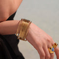 Multi Layer Wire Open Cuff Bracelet Gold Steel Sizes view 2